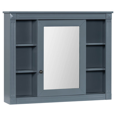 35'' X 28'' Wall Mounted Bathroom Storage Cabinet, Medicine Cabinet, Modern Bathroom Wall Cabinet With Mirror, Mirror Cabinet With 6 Open Shelves (Not Include Bathroom Vanity )