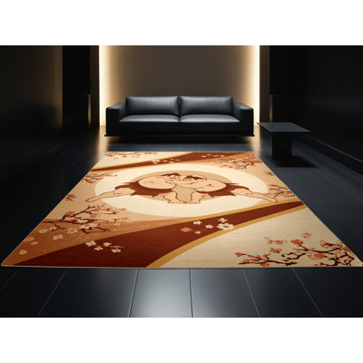 Tapis traditionnel moelleux et moelleux de couleur Sumo - brun et beige