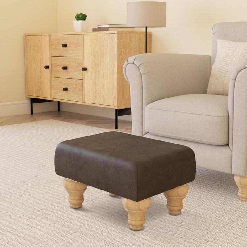 Collado Wood Turned Leg, Dark Brown, Natural, Italian Leather