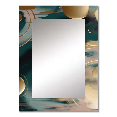Gold and green Abstract marble harmony swirls II - Marble Mirror, Modern Unique Wall Mirror, Printed Metal Art
