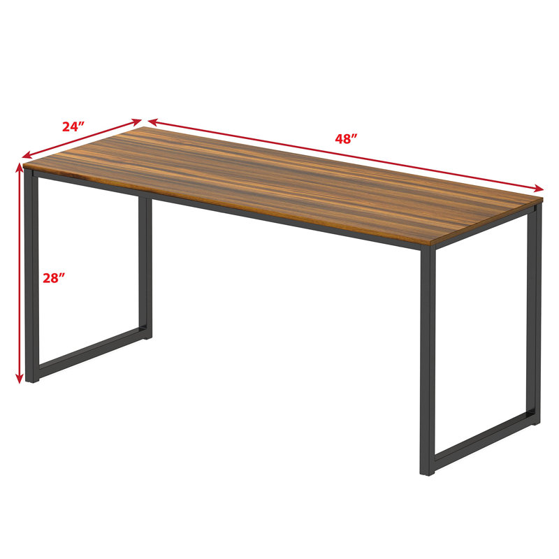 Morrel Rectangle Writing Desk, 28" H x 48" W x 24" D, Walnut/ Black