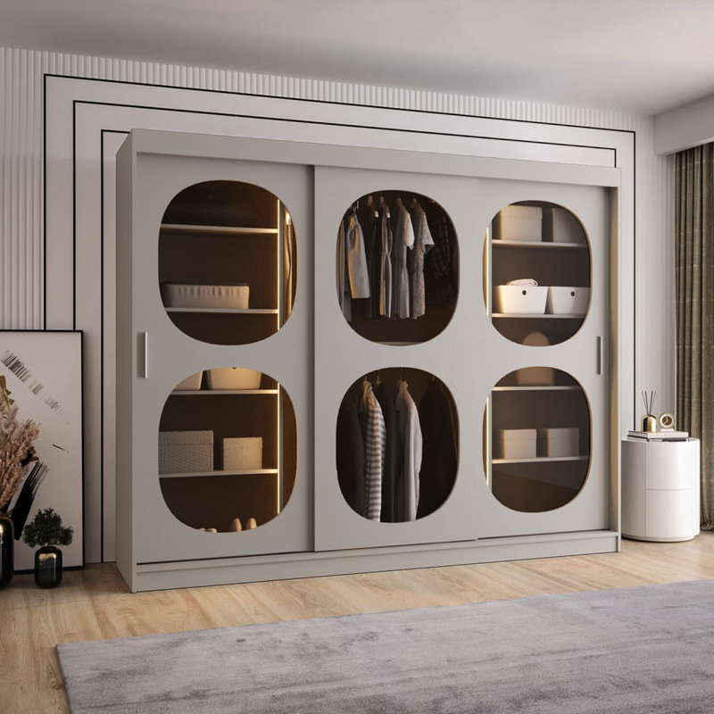 Sylina 3 Door Manufactured Wood Wardrobe, Cashmere