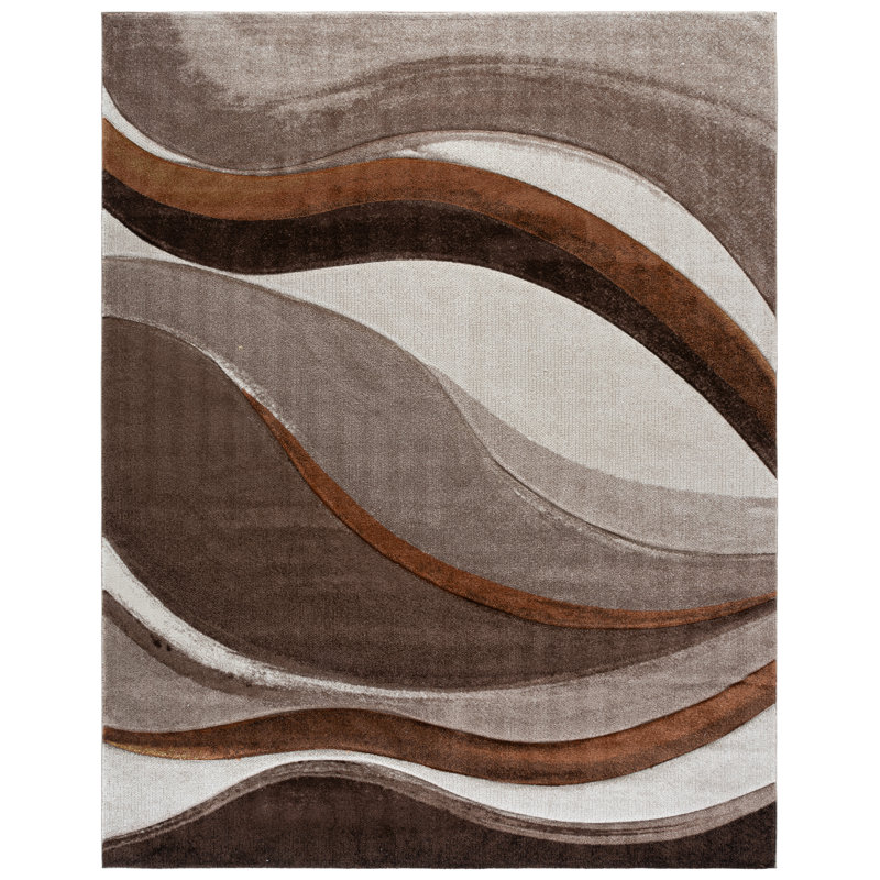 Tapis beige / brun à motif abstrait Ducor, Rectangulaire 8 pi x 10 pi