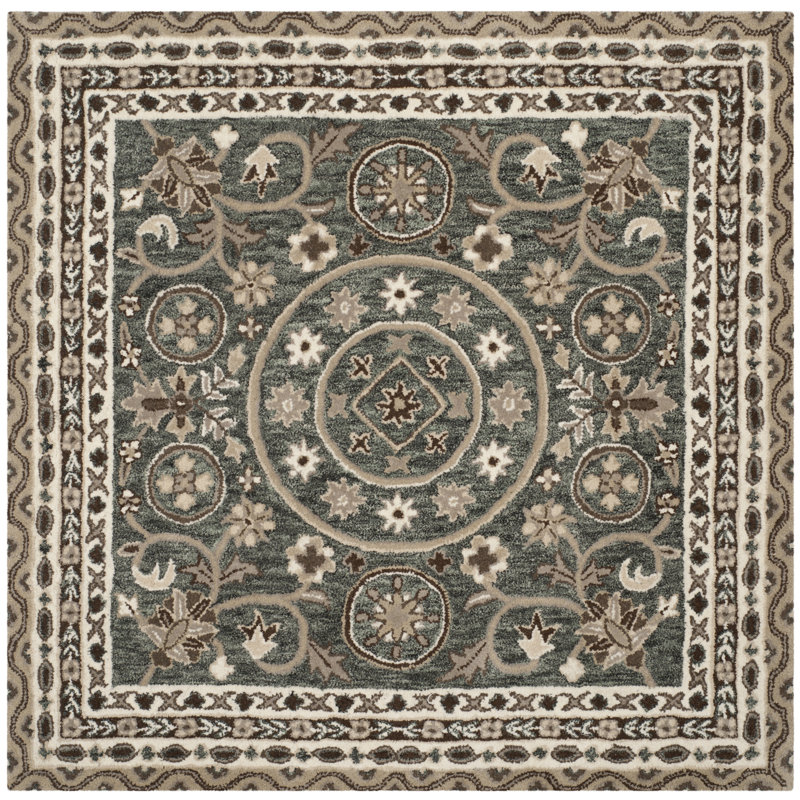 Shillington Hand Tufted Wool Oriental Rug, Square 5'
