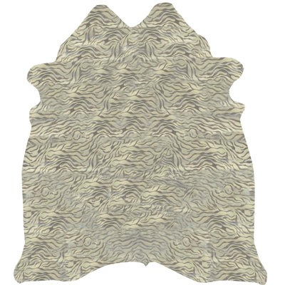 Tapis argenté en cuir de vache à motif zèbre Hodgson