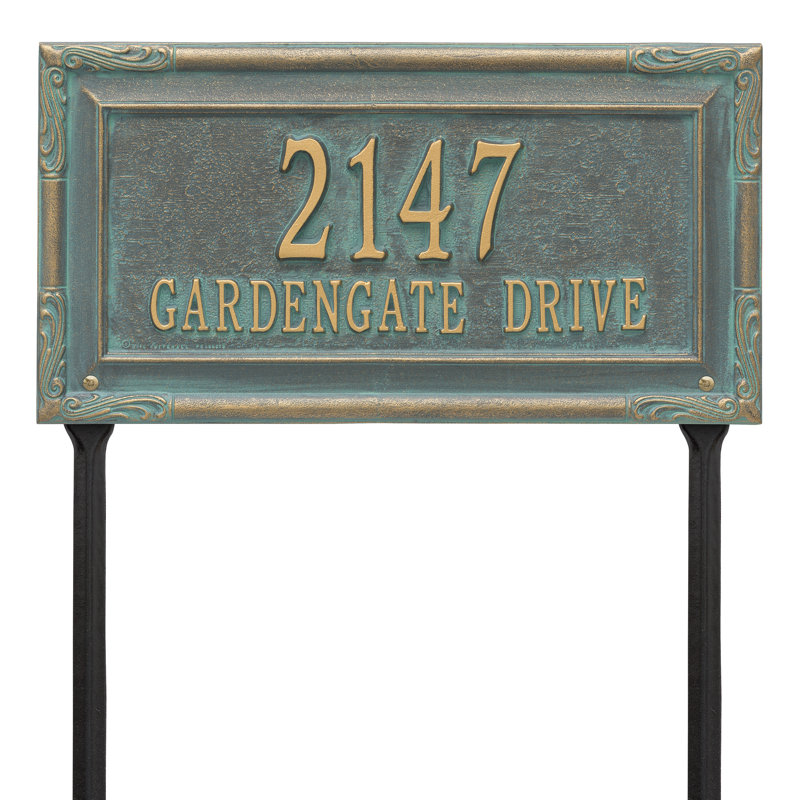 Gardengate Personalized Grande 2-Line Lawn Address Sign, Bronze/Verdigris, Yes