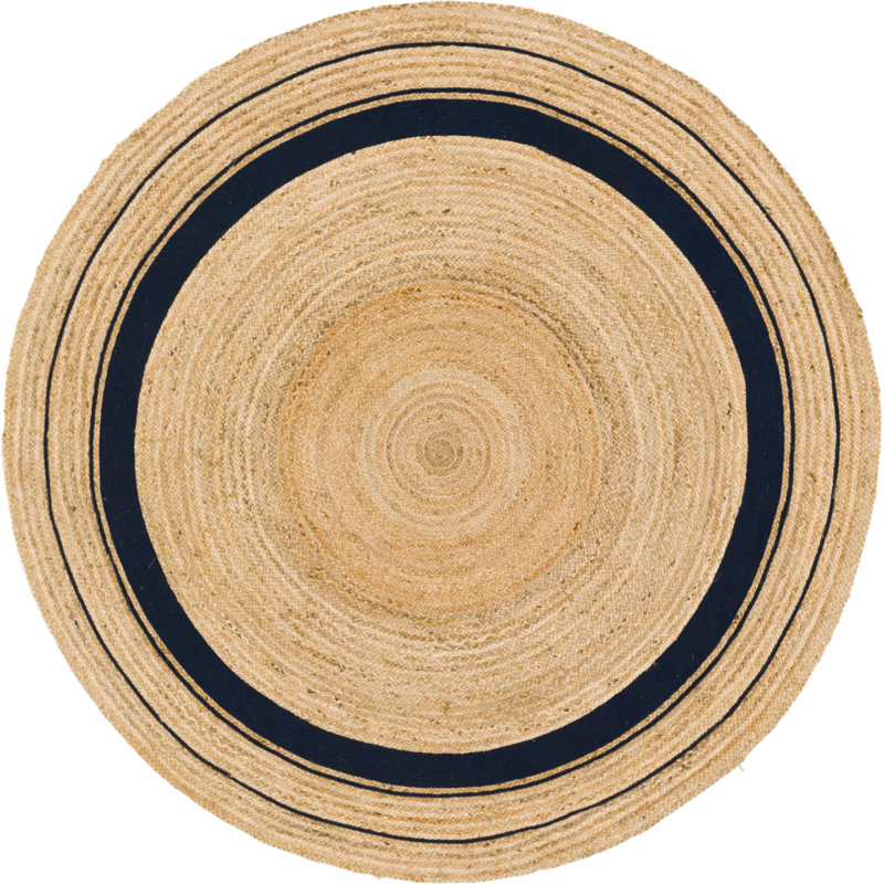 Lenard Indoor Rug, Round 8', Natural/Navy Blue