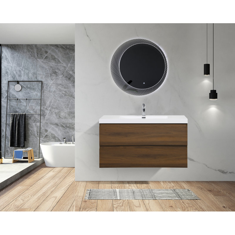Bacup 42'' Single Bathroom Vanity with Poly Marble Top