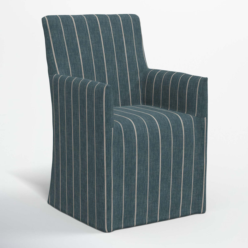 Ivanka 20'' H Cotton Upholstered Armchair, Fritz Indigo Stripe