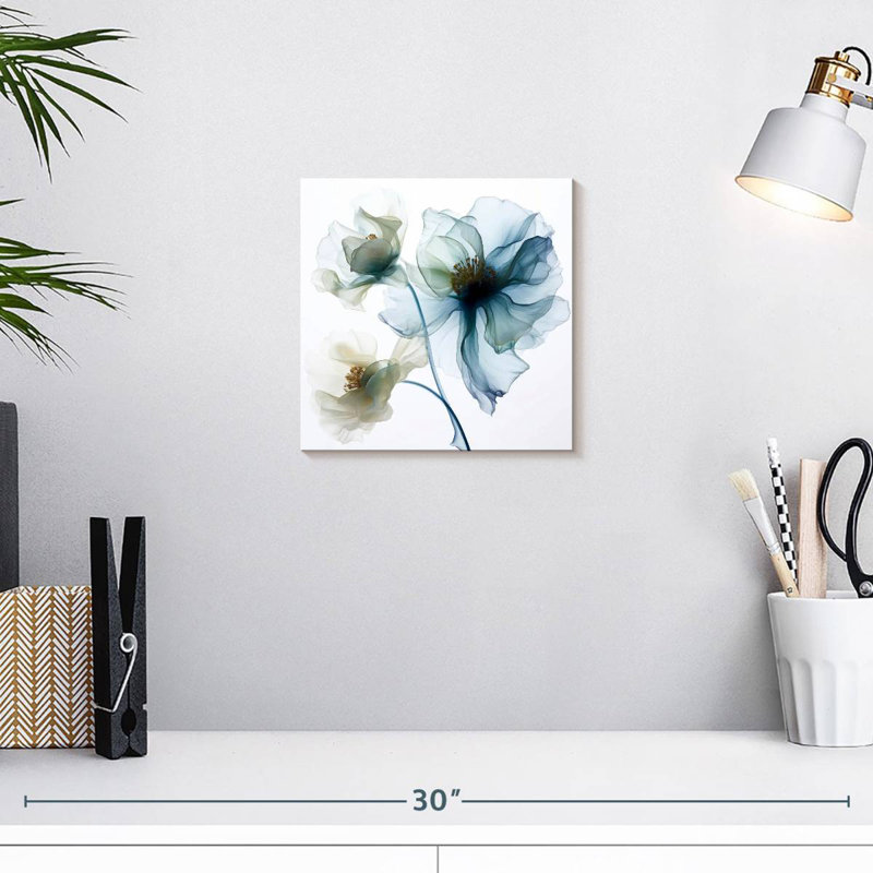 Harnek translucide fleurs de pavot bleues I, H 10 po x l 10 po