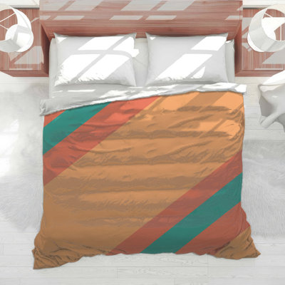Orange Teal Stripes Comforter