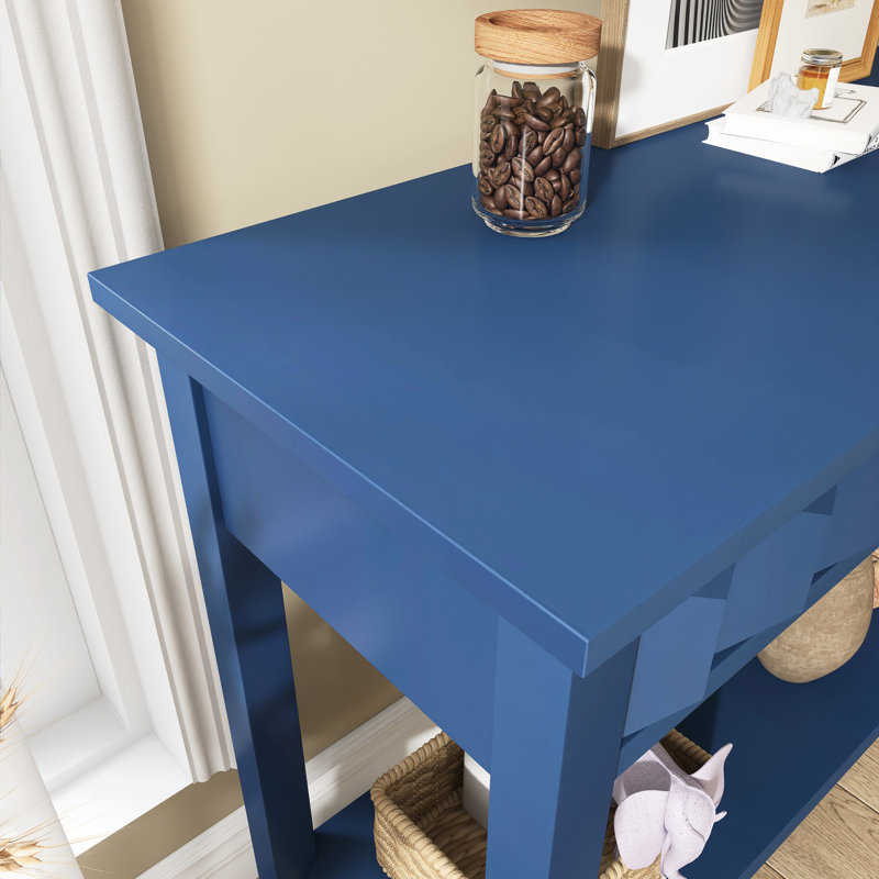 60" Modern Entryway Console Table With 3 Drawers, Navy Blue