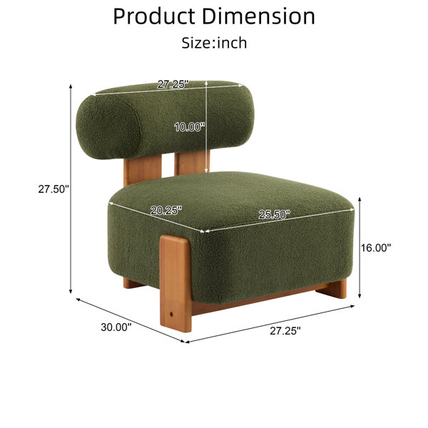 Ebern Designs Modern Boucle Lounge Chair with Solid Wood Frame & Rolled ...