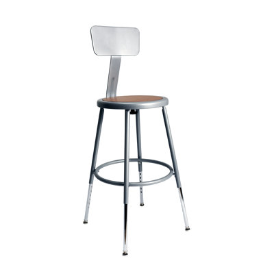 Felix Height Adjustable Steel Stool with Backrest, AssemblyReady by Hampden Furnishings