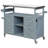 French Country Outdoor Kitchen Table: Stainless Steel Top & Wood. Internal Storage. 4 Smooth Lockable Wheels. Grey Blue. Bottle Opener Modular Bar Table With Removable Handle Paper Roll Holder-410459719