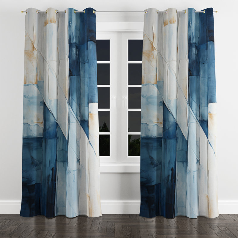 Avamaria - Abstract Grommet Curtain - Velvet Room Darkening - 1 panel, 52" W x 108" L, Golden Grommets