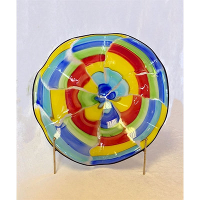 Vase de table en verre bleu / rouge / jaune Deux