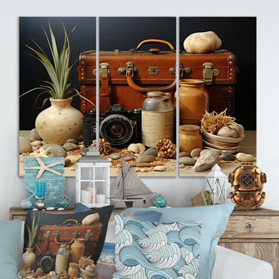 " Beach Travels Collage I " 3 - Pieces