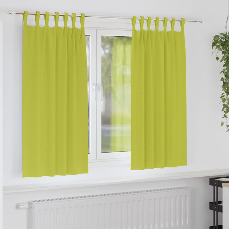 Curtains With Curtains 2 Pcs Polyester, 175cm Width x 140cm Drop, Green