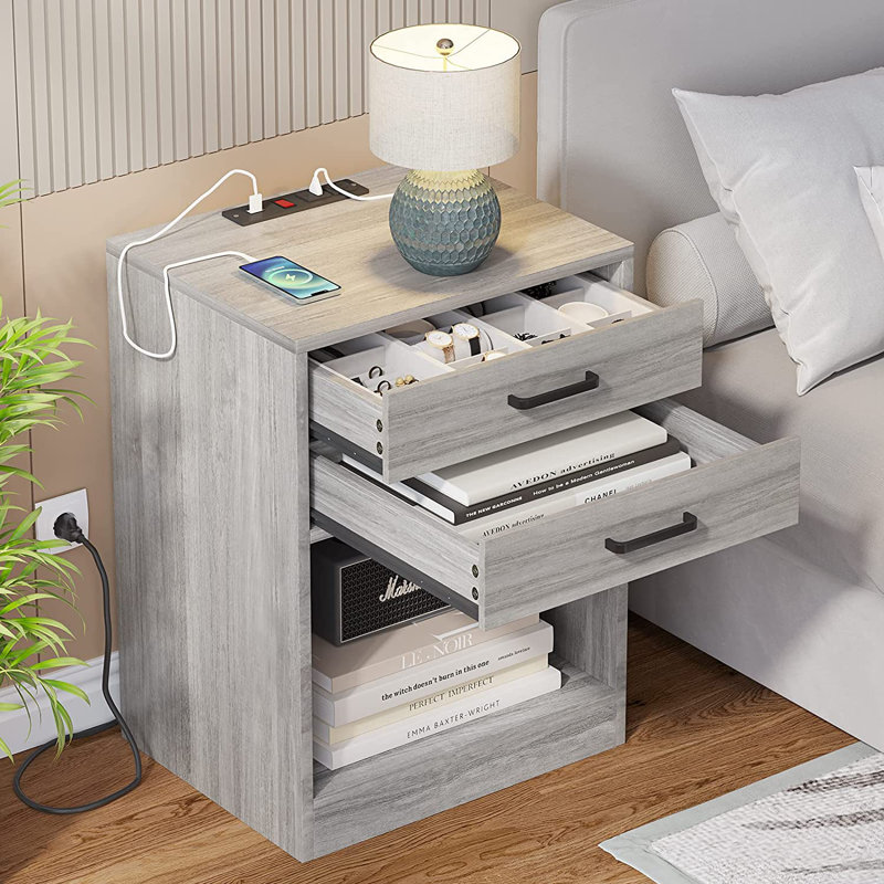 Zorita 15.8'' W Nightstand, Gray