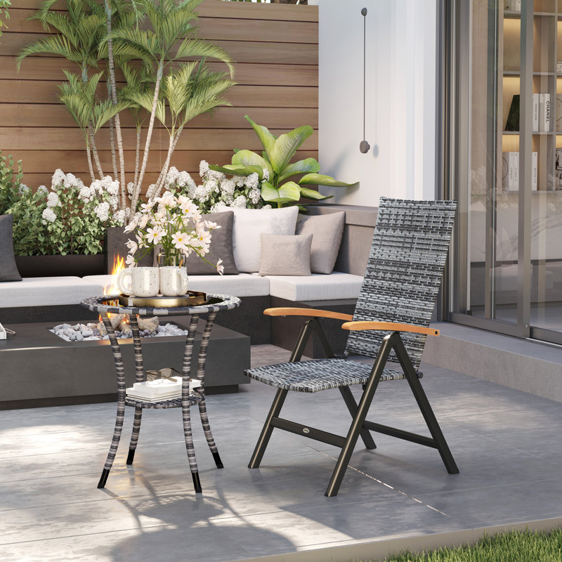 Folding Patio Dining Armchair, Grey