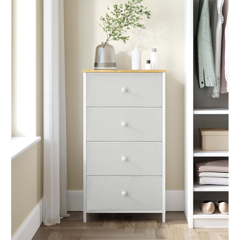 Ahmora 45cm W 4 - Drawer Chest of Drawers, White/Oak