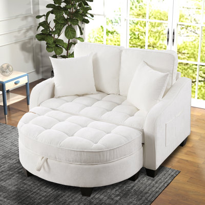 42-Inch Two-Seater Sofa With Recliner And Storage Ottoman, Suitable For Living Rooms And Bedrooms