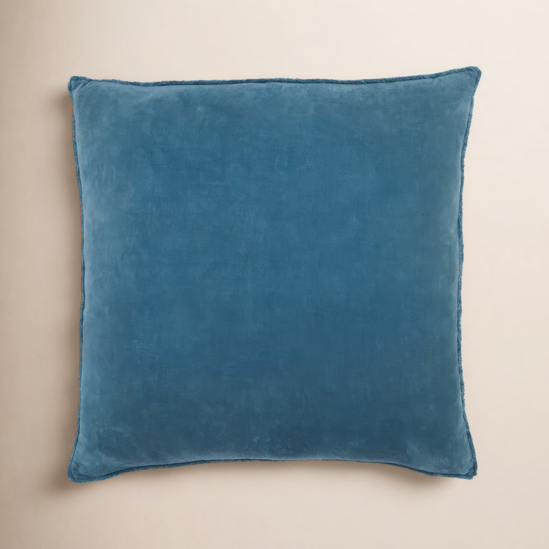 Kam Fringed Cotton Reversible Throw Pillow, Polyester/Polyfill, Blue