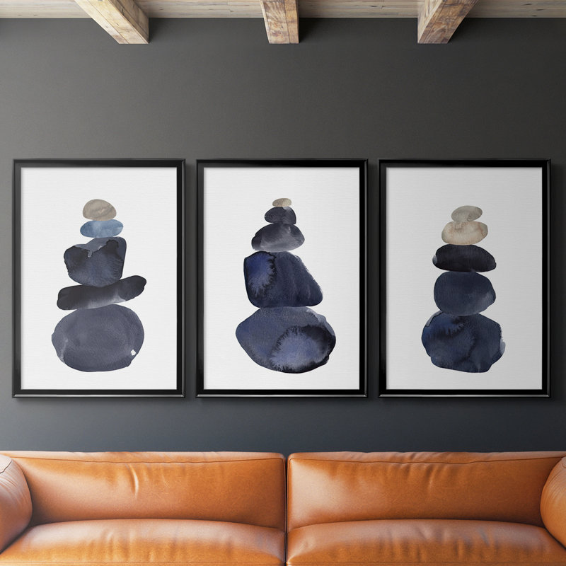 Camp Cairn I - Toile tendue avec châssis, 3 pièces, H 27 po x l 57 po, Noir, noir, noir, noir