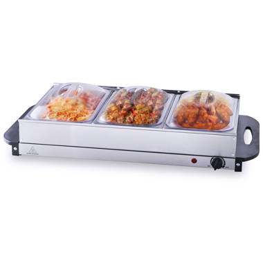 NutriChef Portable 3 Pot Electric Hot Plate Buffet Warmer Chafing