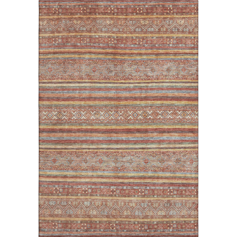 Premium Machine Washable Lampkins AMF1644 Stripes Rug, Rectangle 8' x 10'