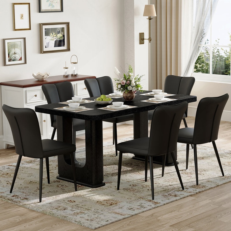 Ensemble de table et de chaises 7 pièces, ensemble de table de salle à manger élégant, une table de salle à manger avec 6 chaises