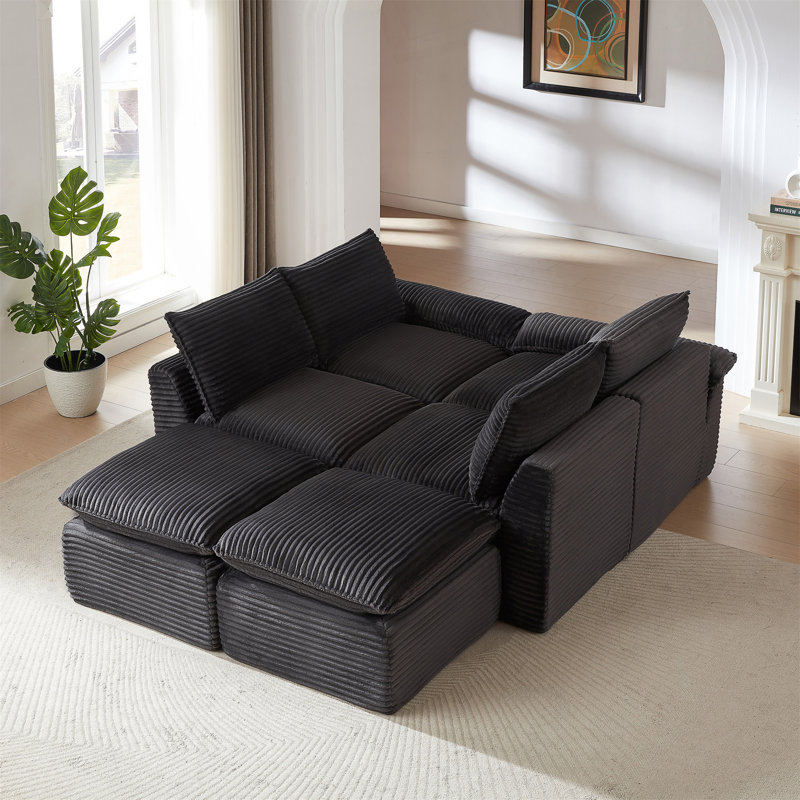 Canapé moderne en velours côtelé avec rembourrage en éponge haute densité pour un confort ultime et une assise modulaire élégante.