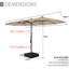 Parasol de patio à double face beige avec trousse de brume et base Traiden-299621385