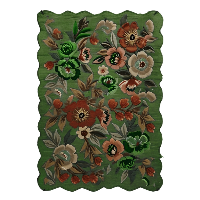 Tapis décoratif moderne à motif floral à fleurs vertes Shape Collection, Tapis de couloir 3 pi 9,81 po x 9 pi 10,11 po