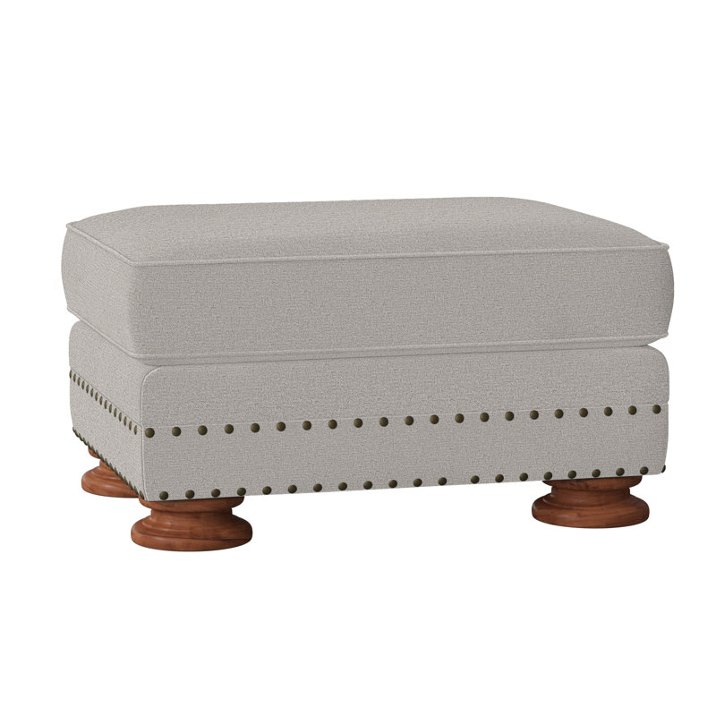 Foster Upholstered Ottoman, Dark Grey Chenille 5533-011, Tobacco Distressed