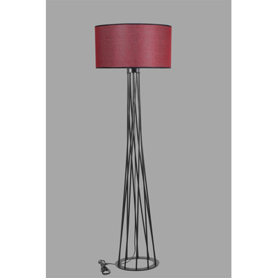Lampe sur pied moderne rouge Claret, 63,0 pouces de hauteur | Fabrication 100% métal, diamètre de l'abat-jour: 17,7 pouces, hauteur de l'abat-jour: 11,8 pouces | Douille E27, 40 W maximum | Conception élégante et élégante pour le salon et la chambre à coucher