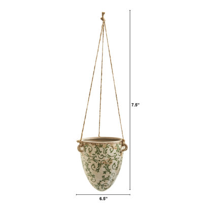 Airyonna 2’ Tuscan Hanging Ceramic Scroll Planter