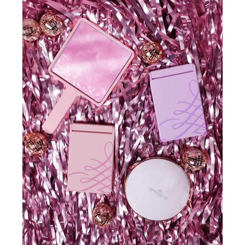 Laureta Touch Up 2.0 LED Compact Mirror with Magnification, Ultra Slim Bifold Makeup Mirror, Rose Gold