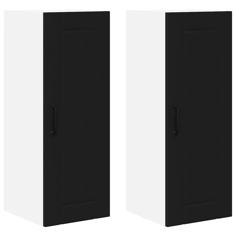 Vidaxl Kitchen Cabinet With Shelf 2 Pcs Concrete Grey 30 X 31 X 80 Cm, Black