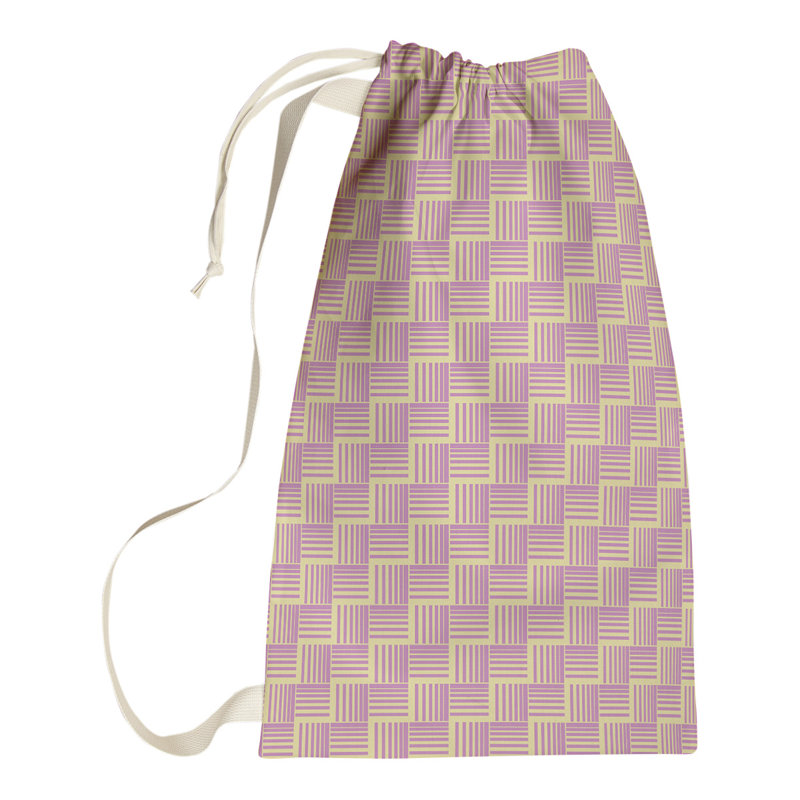 Sac à linge Classic Basketweave, H 36 po x l 28 po x P 1,5 po, Jaune / Rose