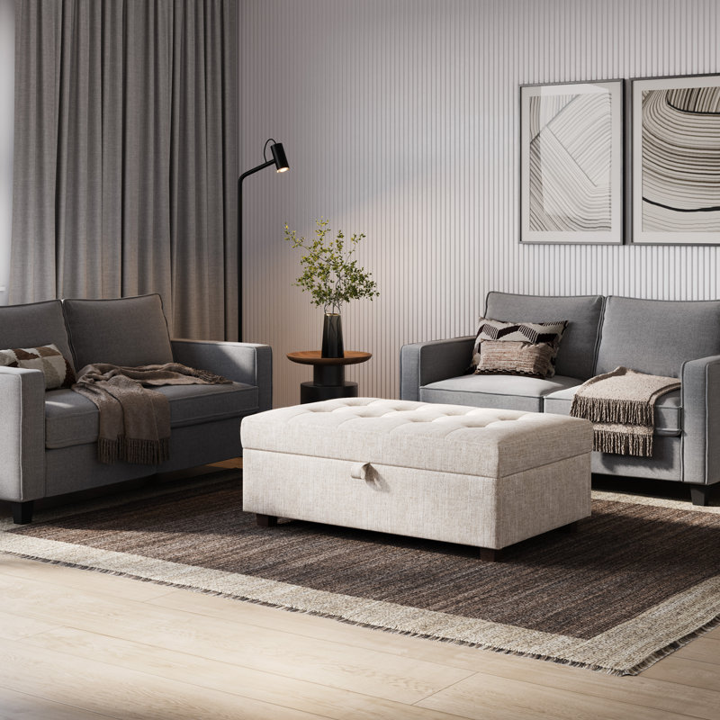 Repose-pieds avec rangement Calliemae, Polyester beige