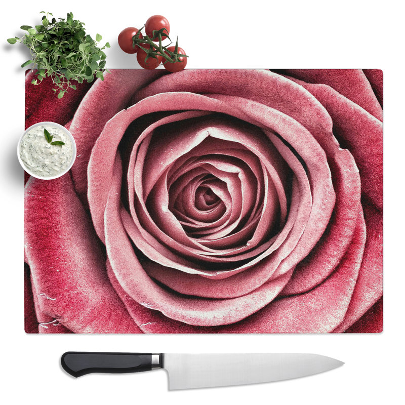Flower Pink Rose No.3  Glass Chopping Board