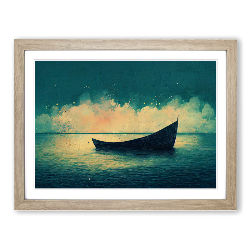 Boat Splashed Vol.2 - Single Picture Frame Painting, 46cm H x 64cm W x 2cm D, Oak Framed