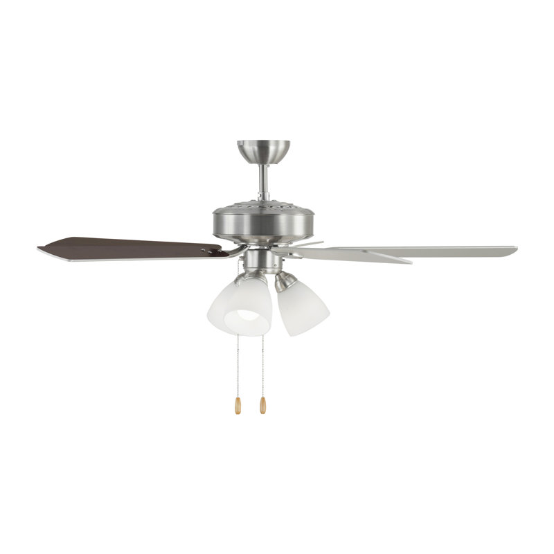 52'' Ceiling Fan with LED Lights, Silver/American Walnut, Brushed Steel