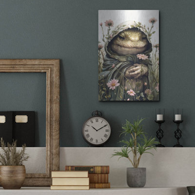  «Monk Toad» par Momart, art mural en métal, 12 po x 16 po