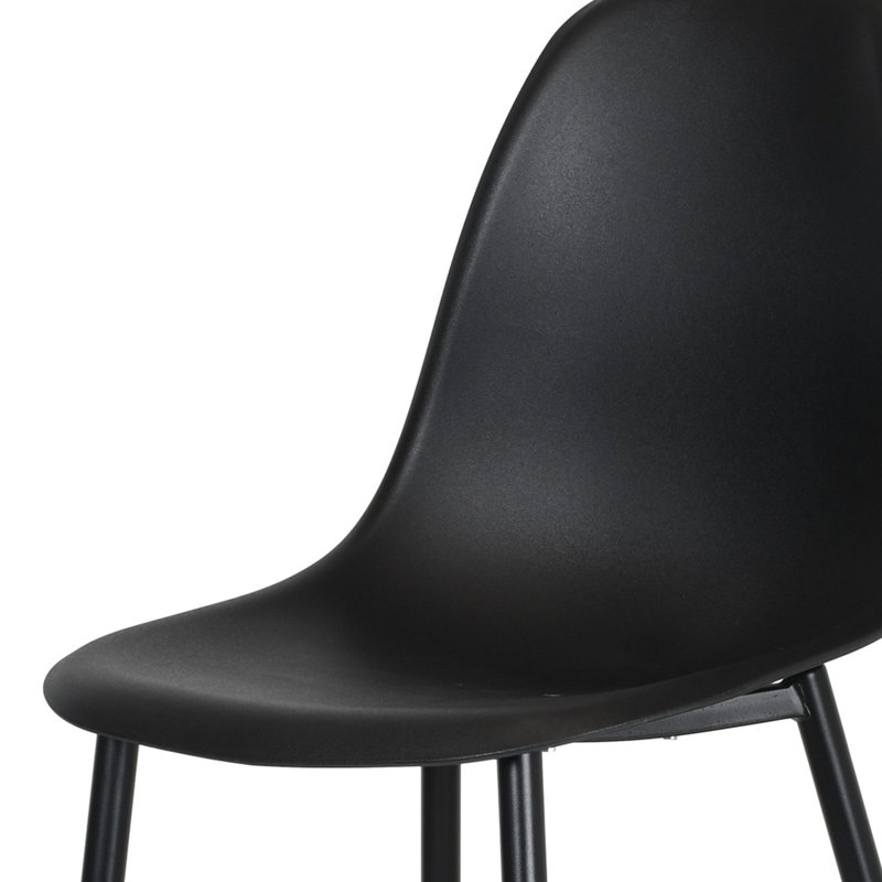 Aspen Gloss White Sintered Stone Rectangular Table and 4 Curve Plastic Chairs - Modern Dining Set, Black