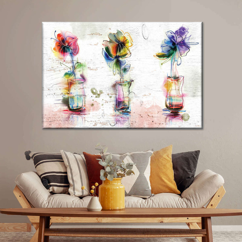 «Rustic Colorful Flowers», reproduction sur toile, H 32 po x l 48 po x P 1,25 po