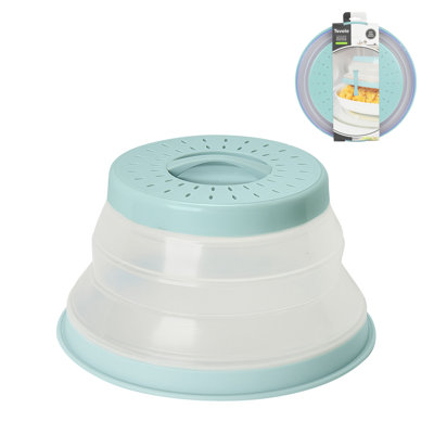 Petit couvercle pour micro-ondes pliable, bleu brume