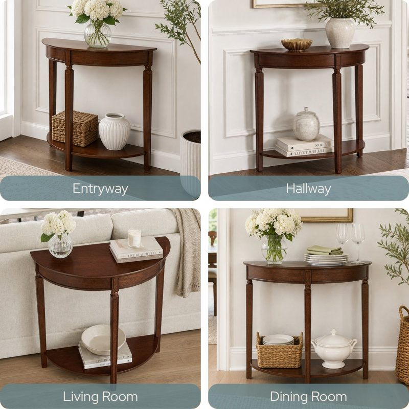 Hampton Half-Round Entryway Hall Table, Espresso